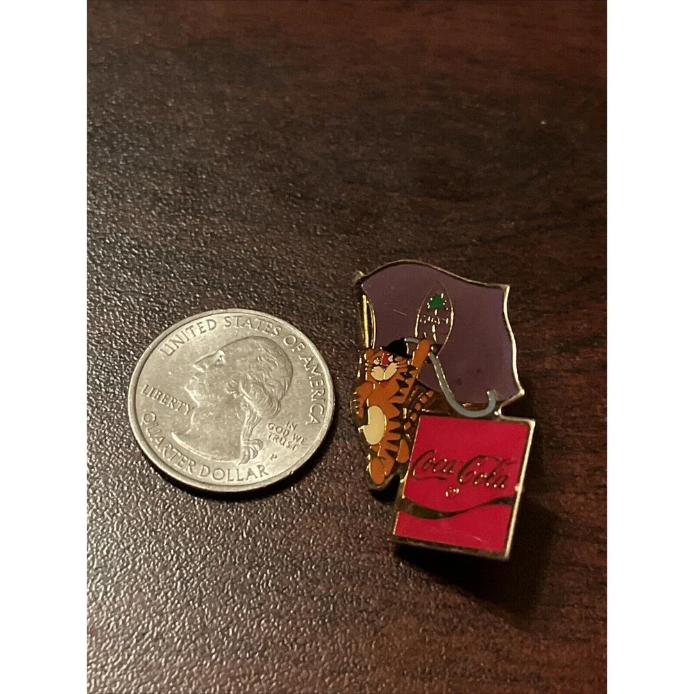 Vintage 1988 Seoul Olympics Coca Cola‎ Hodori Tiger Guam Flag Lapel Pin